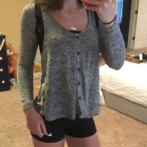 Cardigan / Button-Up Shirt with Lace
